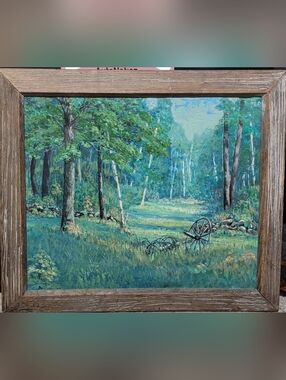 OLD OIL ON CANVAS PAINTING OF LANDSCAPE  MEDOWS